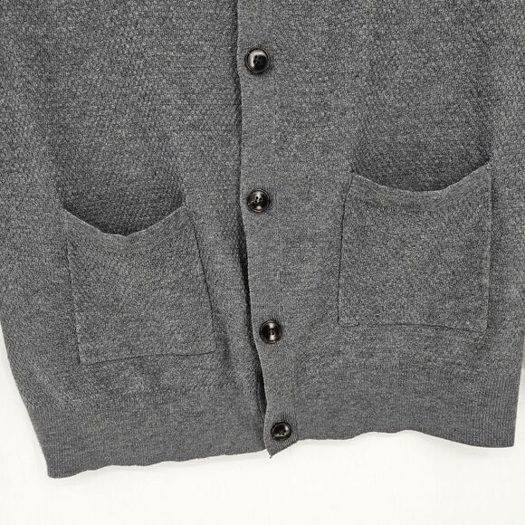 Pj‎ Paul Jones Cardigan Sweater Mens Large Collar Gray Long Sleeve Casual Preppy - Picture 3 of 10